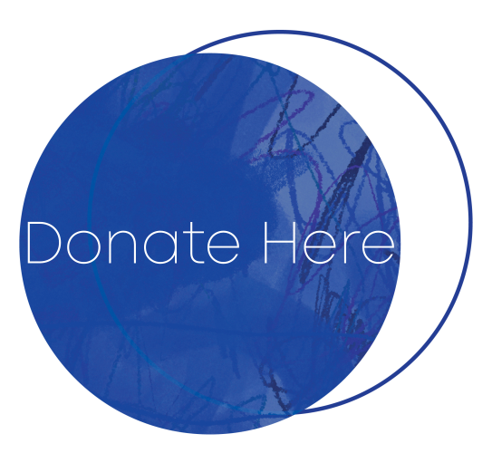 Blue filled circle with Donate Here in white font