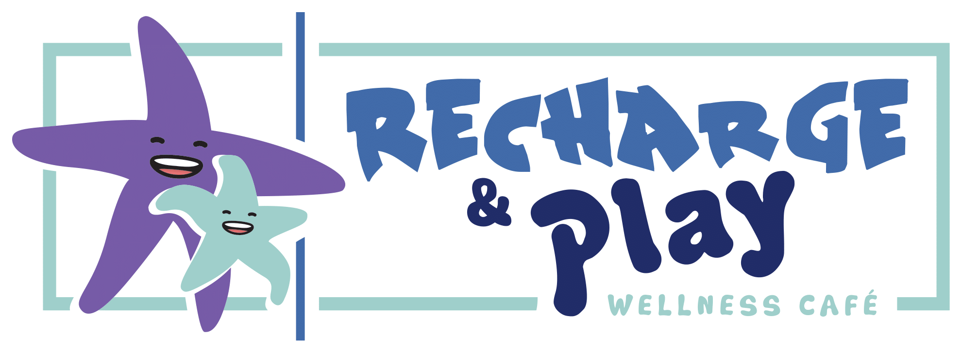 Recharge and Play Wellness Cafe logo with purple star fish