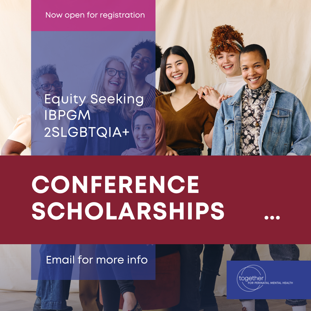 On an image of a diverse group of people, it states that Conference Sponsorships are open for equity seeking, IBPGM, and 2SLGBTQIA+ people. Email info@togetherwaterloo.ca for more information.